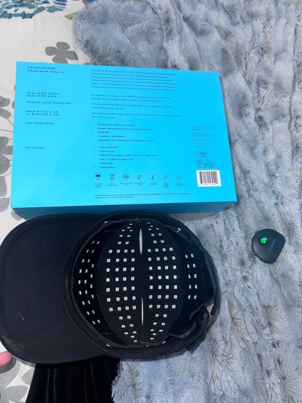 HigherDOSE Black Red Light Therapy Hat - Scalp Health & Hair Vitality - Picture 2 of 7